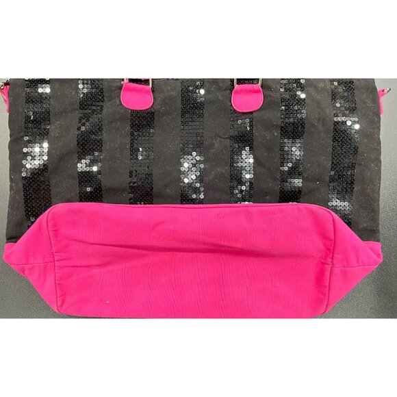 Victorias Secret Black & Pink Sequin Tote Bag Weekender Limited Edition - Picture 4 of 10